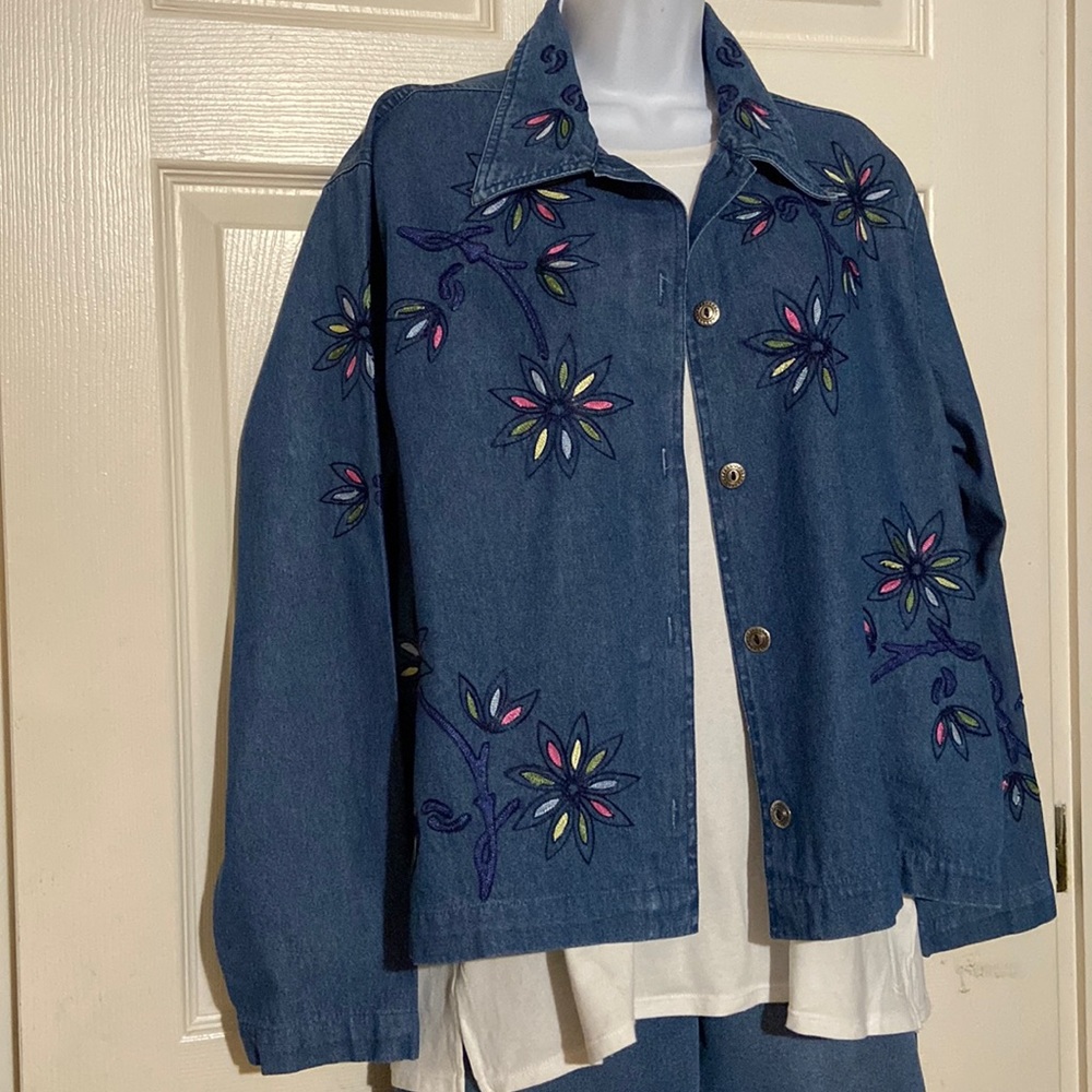 Vintage Studio Works Plus Size Embroidered Denim Jacket Size XL